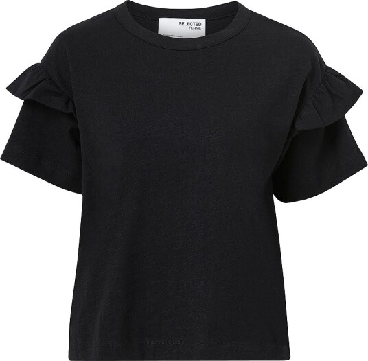 Selected FEMME - Topp slfRylie SS Florence Tee - Svart