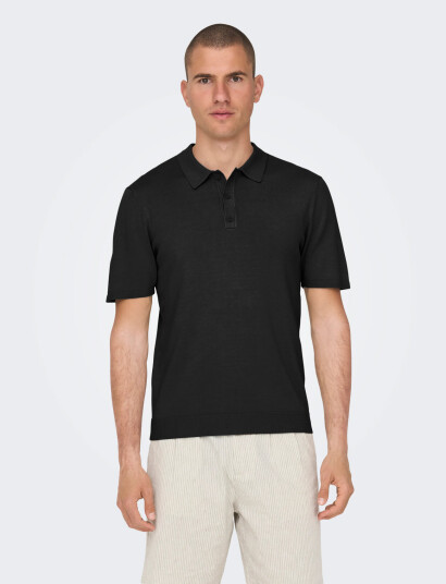 ONLY & SONS Onswyler Life Reg 14 Ss Polo Knit Noos - Black - M