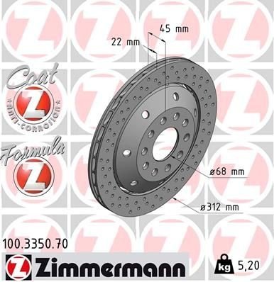 Bremseskive ZIMMERMANN 100.3350.70