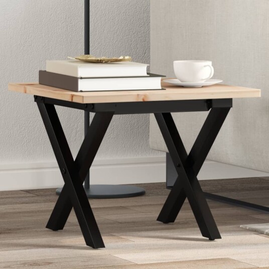 Salongbord X-ramme 40x40x35 cm heltre furu og støpejern 3282680