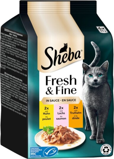 Sheba Våtfôr Fresh & Fine Laks Og I Saus Kylling Kalkun 72 X 50 G