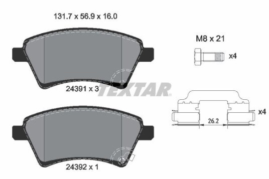 Bremseklosser TEXTAR 2439101 Bremseklosser TEXTAR 2439101