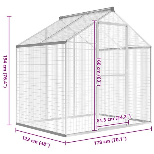 Vidaxl Utendørs Fuglebur Aluminium 178X122X194 cm Vidaxl Utendørs Fuglebur Aluminium 178X122X194 cm