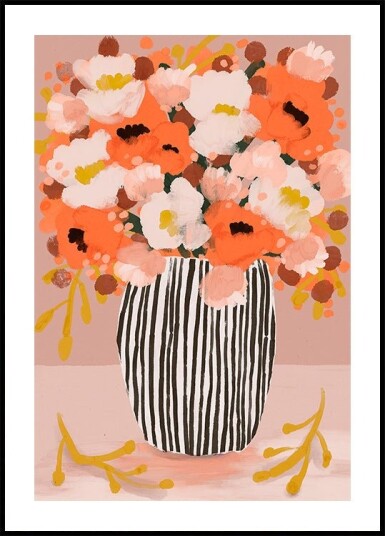 Striped Vase Blooms Poster Plakat / 50x70cm