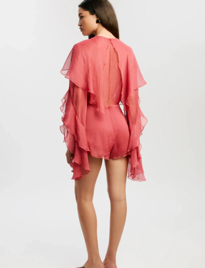 Bardot Carson Ruffle Playsuit Pink 42 Bardot Carson Ruffle Playsuit Pink 42