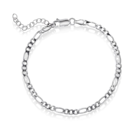 Pan Jewelry, Figaro armbånd i rhodinert 925 sølv, 21 cm