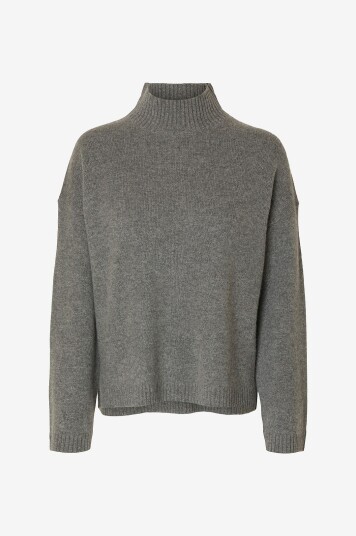 Selected FEMME - Pullover slfCille Cashmere Blend High Neck N - Grå