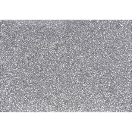 Diverse Strykefast stoff A5 ark 148x210 mm glitter sølv 1 ark