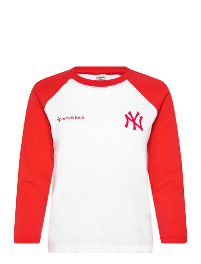 Sporty & Rich Yankees Serif Baseball Tee Red XS Sporty & Rich Yankees Serif Baseball Tee Red XS