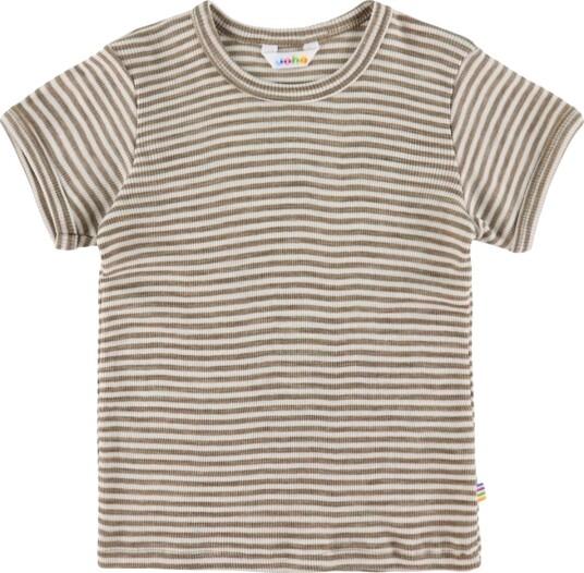 Joha T skjorte Ull/Silke Rib Mørk Beige/Stripete Joha 100 T skjorte Brun Hvit