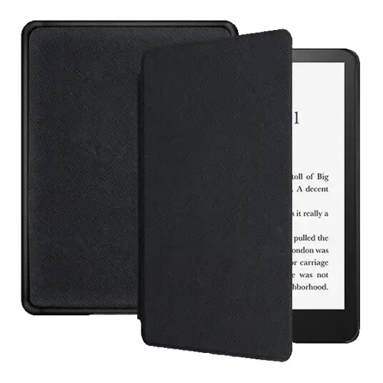 Smartdeksel for Amazon Kindle Paperwhite1/2/3 NB! IKKE FOR 4 eller nyere! Skinnimitasjon, magnet m/auto-sleep/wake 6-toms - Svart