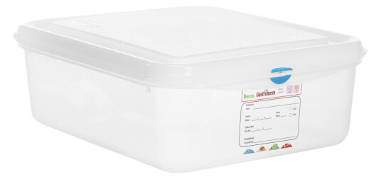 Denox Oppbevaringsboks Dena GN 1/2; Størrelse GN 1/2, 6.5l, 32.5x26.5x10 cm (LxBxD); Transparent; 6 Stykk / Forpakning