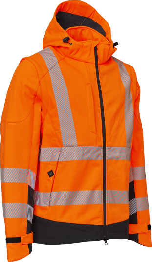 Elka Synlig Xtreme Softshell Jakke med Avtakbare Ermer Fl. Oransje/sort 2XL
