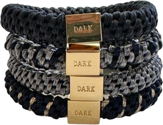Dark FAT HAIR TIES 4 PK COMBO NAVY BLUE MIX W/GOLD