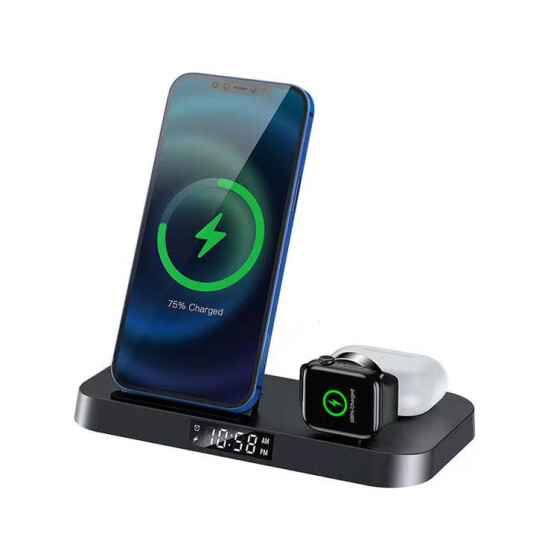 SIGN 4-in-1 Wireless Charging Station with Digital Watch, 15W - Black SIGN 4-in-1 Wireless Charging Station with Digital Watch, 15W - Black