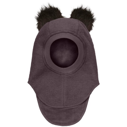HUTTEliHUT balaclava wool alpaca pompoms – raisin 0 12m