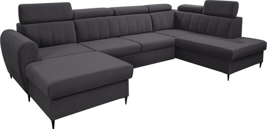 Hoffman Sofa med Divan og Sjeselong 4 seter   Mørk grå