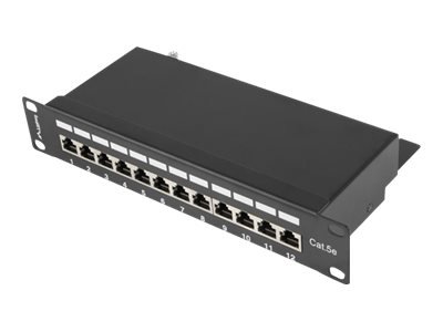 Lanberg Ppf5-9012-B Koblingspanel Rackmonterbar Cat 5E Stp Rj-45 X 12 Ral 9004 Svart 1U 10"