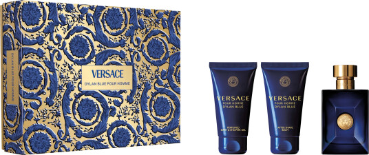 Versace Dylan Blue Gavesett for Menn med Eau De Toilette, Dusjsåpe og Aftershave 50ml