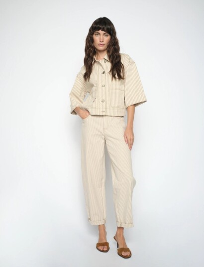 MOS MOSH Mmhellen Stripe Pant Beige 32 x 30 MOS MOSH Mmhellen Stripe Pant Beige 32 x 30