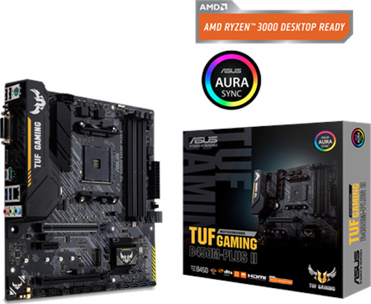 ASUS TUF GAMING B450M-PLUS II Micro ATX Hovedkort med AMD AM4 Socket og DDR4 RAM ASUS TUF GAMING B450M-PLUS II Micro ATX Hovedkort med AMD AM4 Socket og DDR4 RAM