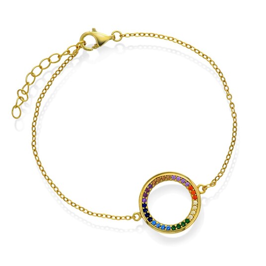 Pan Jewelry Armbånd i forgylt 925 sølv med farget zirkonia Pan Jewelry Armbånd i forgylt 925 sølv med farget zirkonia