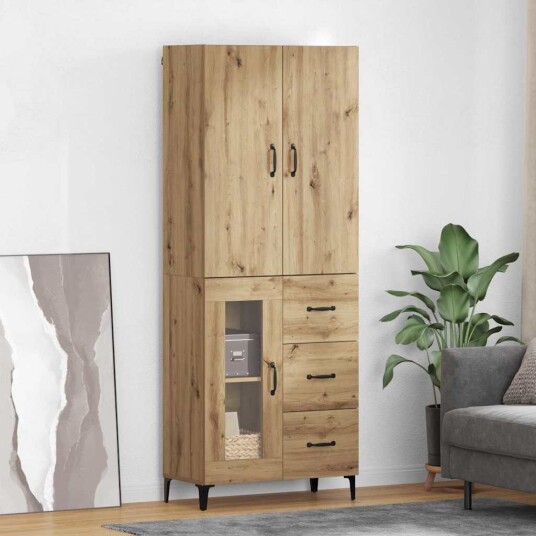 Høyskap med skuff Artisan Eik 69,5 x 34 x 180 cm Konstruert tre