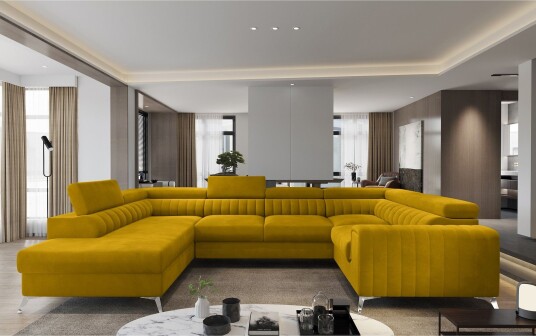 Kotori Hjørnesovesofa m. Sjeselong Gul