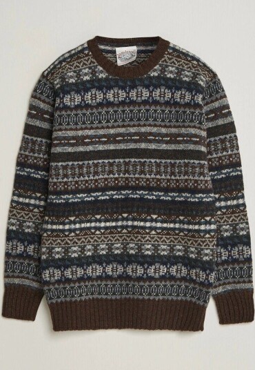 Jamieson's of Shetland Jamiesons Of Shetland All Over Fair Isle Pullover Crew Neck Brown Jamieson's of Shetland Jamiesons Of Shetland All Over Fair Isle Pullover Crew Neck Brown