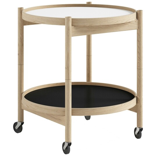 Brdr. Krüger Bølling Tray Table model 50 rullebord base, ubehandlet eikestativ