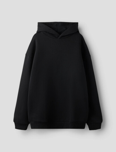 LMTD Nlnrenar Ls Bru Loose Sweat W. Hood Black 146 152
