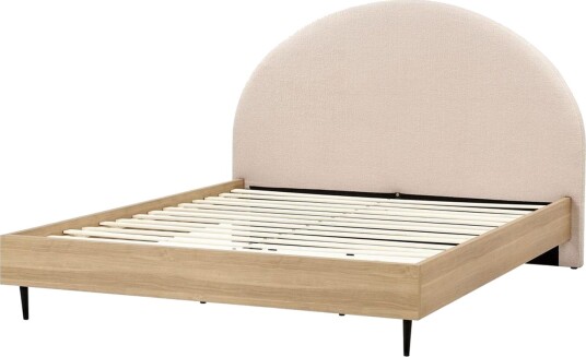 Seng med lamellramme Millay Beige lyst tre svart/bouclé Beige lyst tre svart/Bouclé 180x200 cm