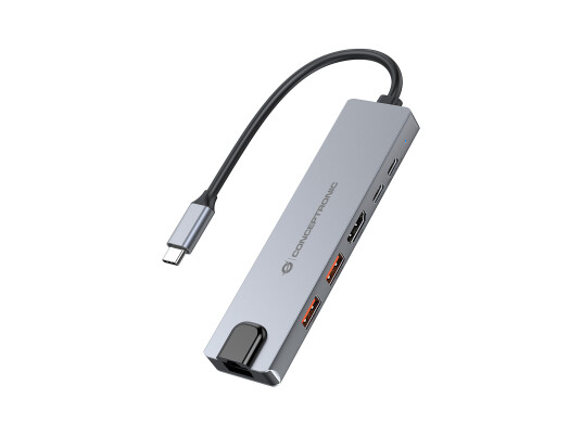 Conceptronic DONN29G 6 i 1 USB C dokkingstasjon HDMI 2xUSB A Gigabit Ethernet 140W Conceptronic DONN29G 6 i 1 USB C dokkingstasjon HDMI 2xUSB A Gigabit Ethernet 140W