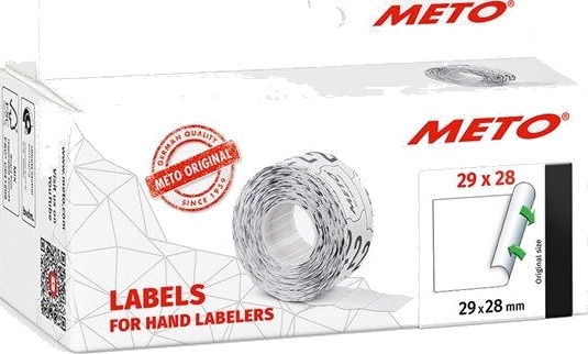 METO Prisetiketter avtak. 29x28mm, hvit, 5rl/1000