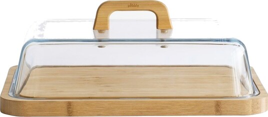Pebbly Osteboks glass/bambus 34 x 25 9,5 cm Transparent Oppbevaringsbokser