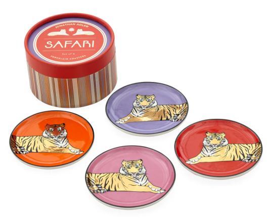 Jonathan Adler Safari Coasters porselen Ø10_4pk