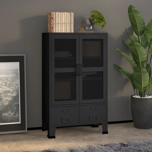 vidaXL Industriell oppbevaringskiste svart 70x40x115 cm metall vidaXL Industriell oppbevaringskiste svart 70x40x115 cm metall
