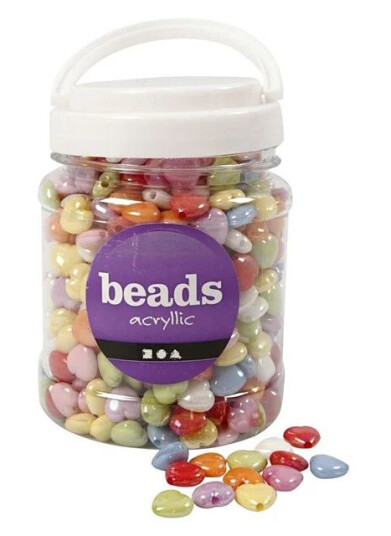 Creativ Company Heart Beads in Jar 700ml Creativ Company Heart Beads in Jar 700ml