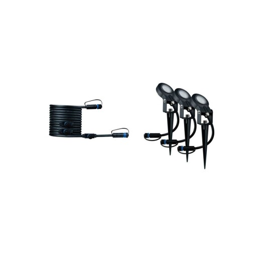 Plug & Shine Sting spot med spyd 6,4W 3000 Kelvin IP67 - 3 pakning utbyggingssett - Antrasitt