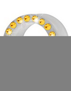 Silikon Piercing Tunnel i Hvit med Gullfargede Stener Strl 18 mm