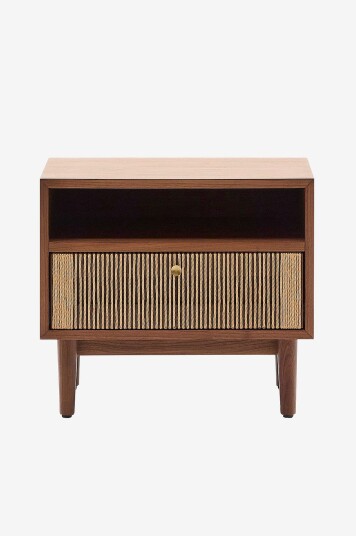 Kave Home Elan nattbord i finér og massiv valnøtt med snor 51x45 cm 100 Fsc Brun Kave Home Elan nattbord i finér og massiv valnøtt med snor 51x45 cm 100 Fsc Brun