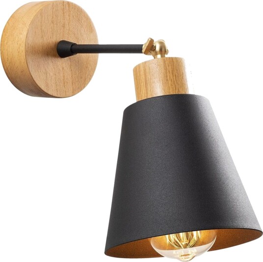 Vegg lampe Sudalwani Svart / Eik - Svart / Eik