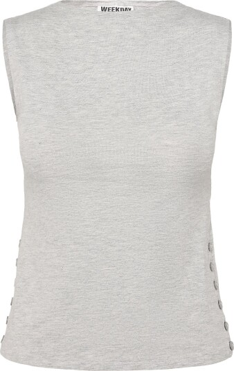 Weekday Elodie Button Tank Grey M Weekday Elodie Button Tank Grey M