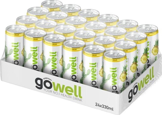 24 x GoWell Funktionsdryck Flak 33 cl Ananas Kaktus