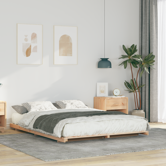 Gulvbedramme Brun 160 x 200 cm Heltre furu
