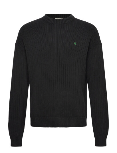 Calvin Klein Jeans Ls Vertical Texture Cttn Crewnk - Black - M Calvin Klein Jeans Ls Vertical Texture Cttn Crewnk - Black - M