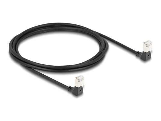 Delock Nettverkskabel Rj-45 P Nedvinklet Til Rj-45 P Nedvinklet 2 M 4.5 Mm S/Ftp Cat 6A Halogenfri Formstøpt Svart