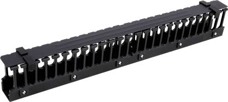 Deltaco kabelstyring for 19" rackskap med plastklips 1U svart