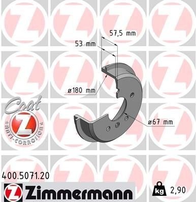 Bremsetrommel ZIMMERMANN 400.5071.20 Bremsetrommel ZIMMERMANN 400.5071.20