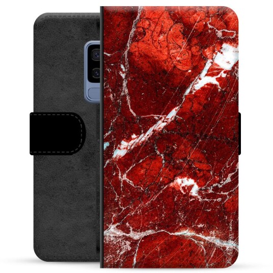 Samsung Galaxy S9+ Premium Lommebok-deksel Rød Marmor